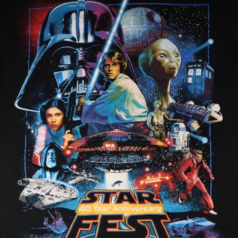 Star Fest T Shirt 40 Year Anniversary Star Wars ET Dr Who Size S - Super Rare
